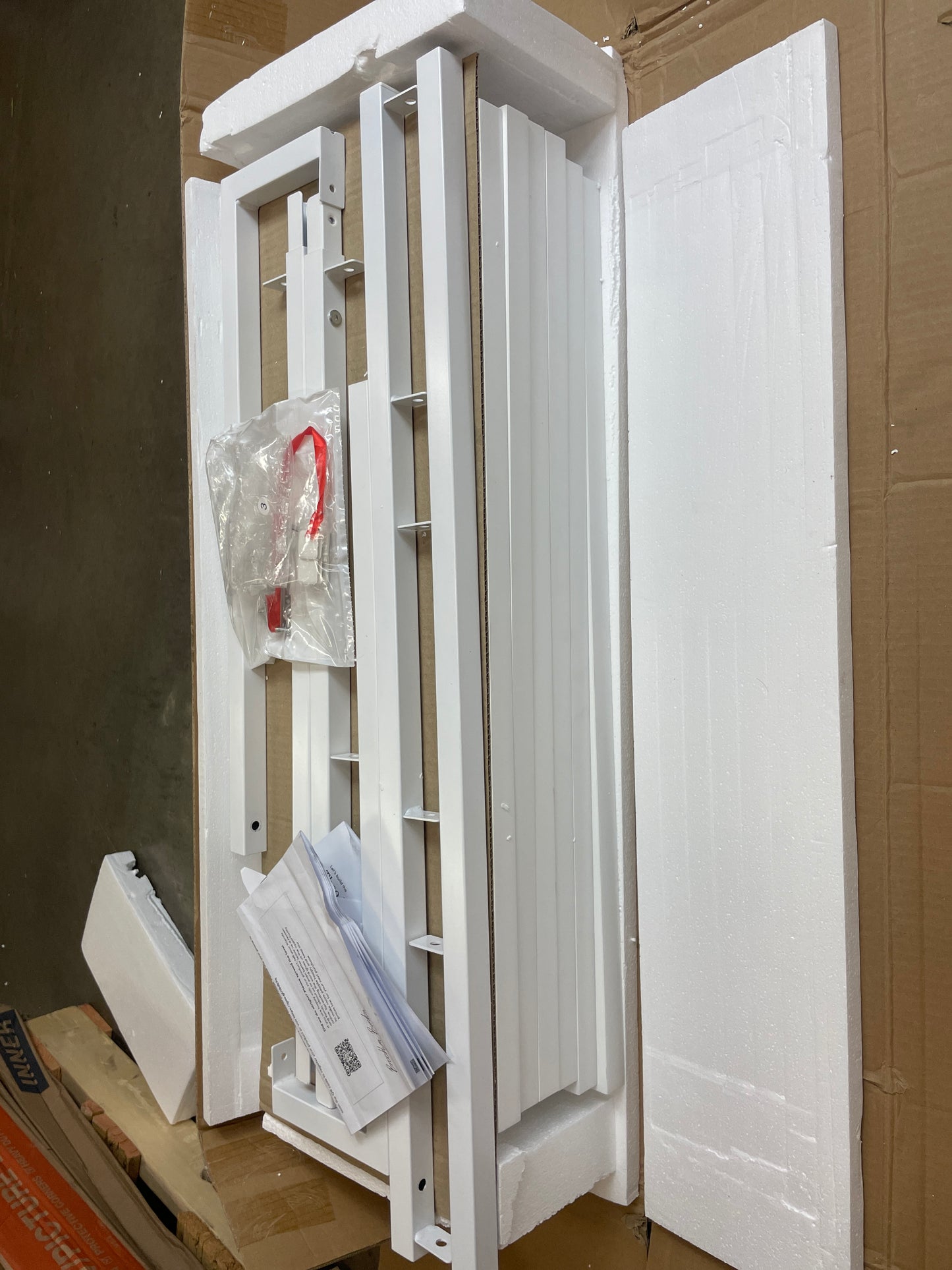 Nathan James Theo 6-Shelf Tall Modern Bookshelf, Wall Mount Ladder Shelf Bookcase with Wood and Industrial Metal Frame, Matte White - Retail $199