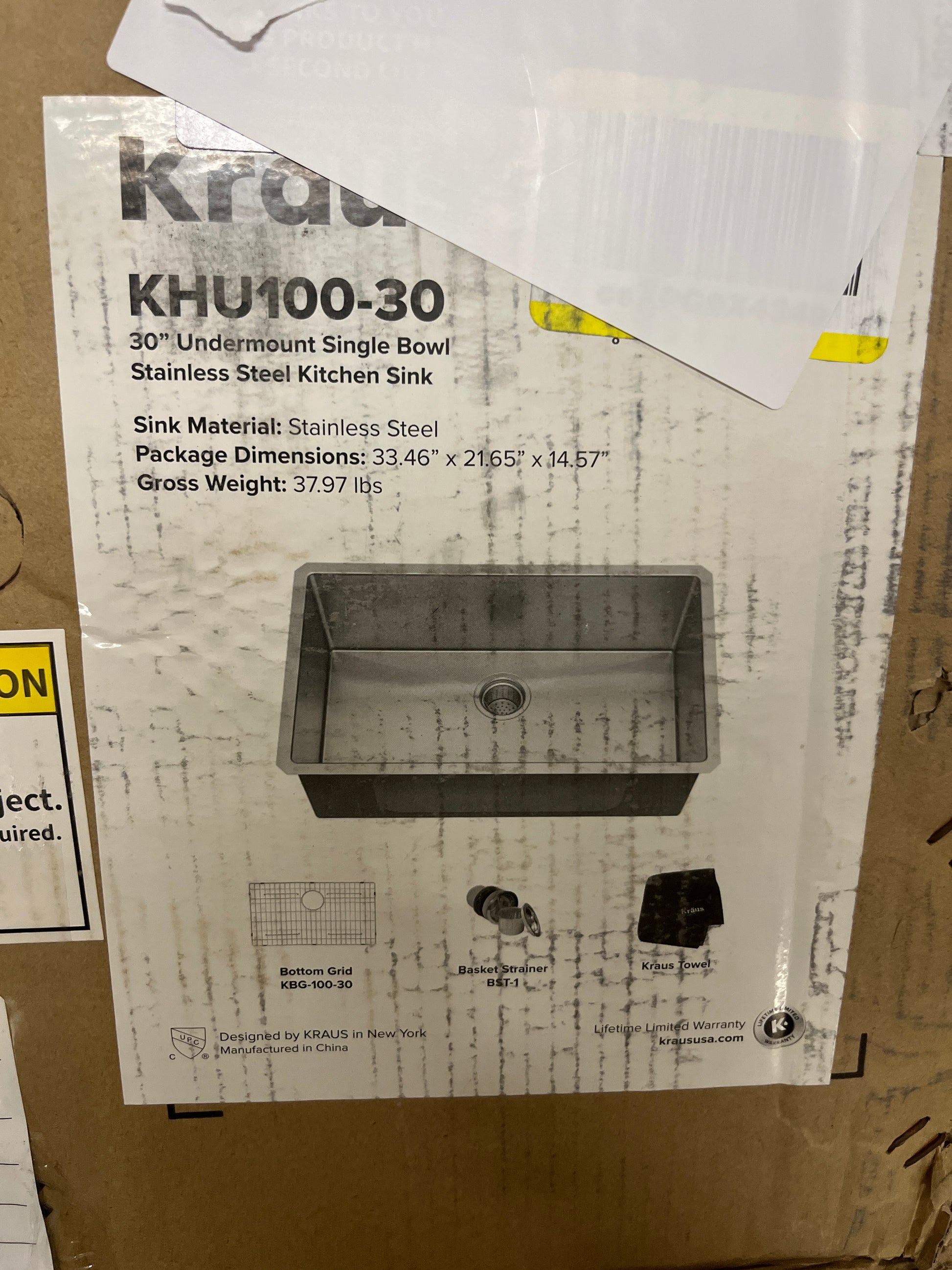 Kraus KHU100-30 Kitchen Sink, 30 Inch, Stainless Steel - Retail $289