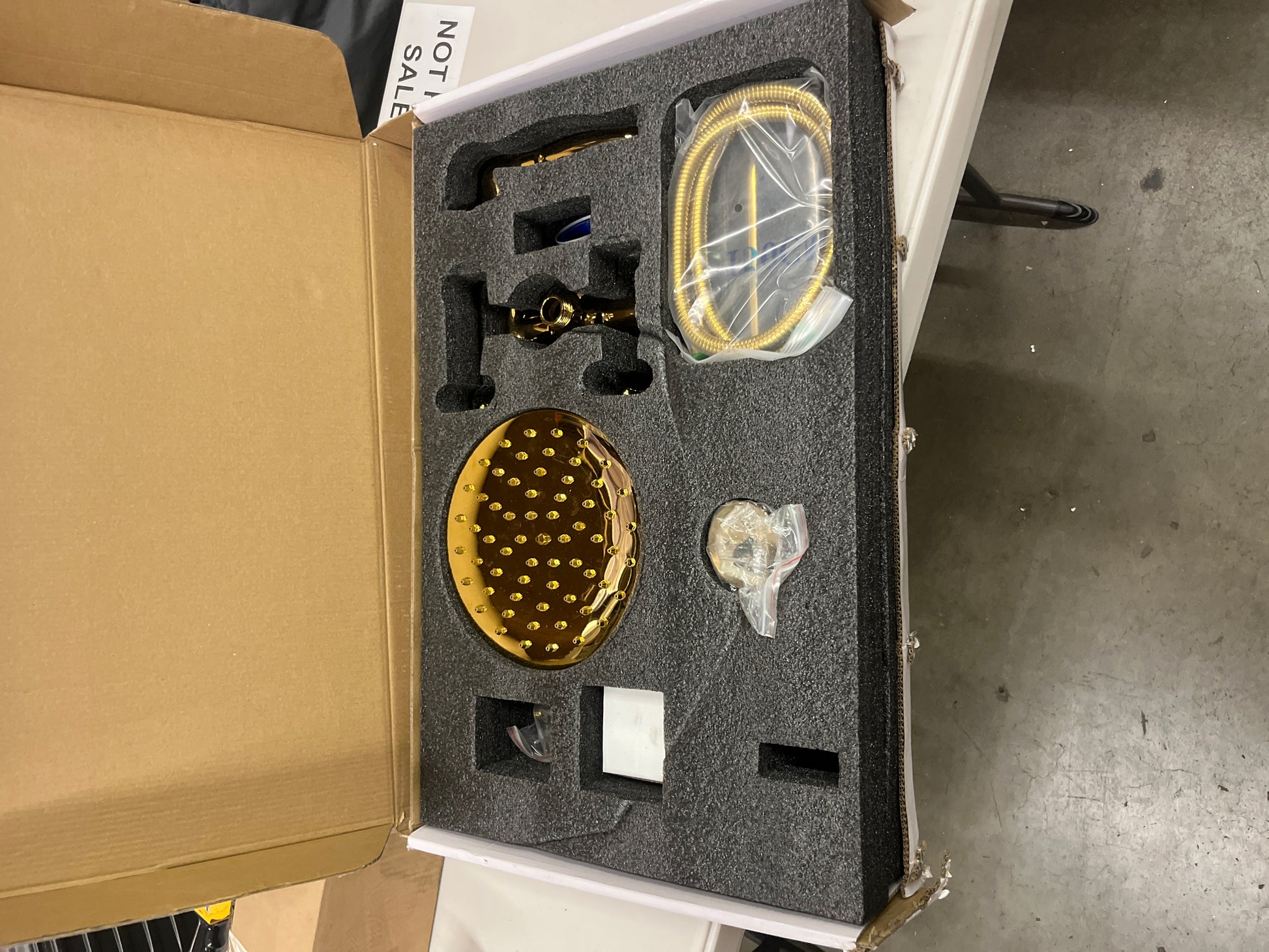 gotonovo Shower Fixture 8 Inch Rainfall Shower Head with Handheld Spray Polish Gold Dual Knobs Mixer Bathroom Shower Combo Set Wall Mount - Retail $197