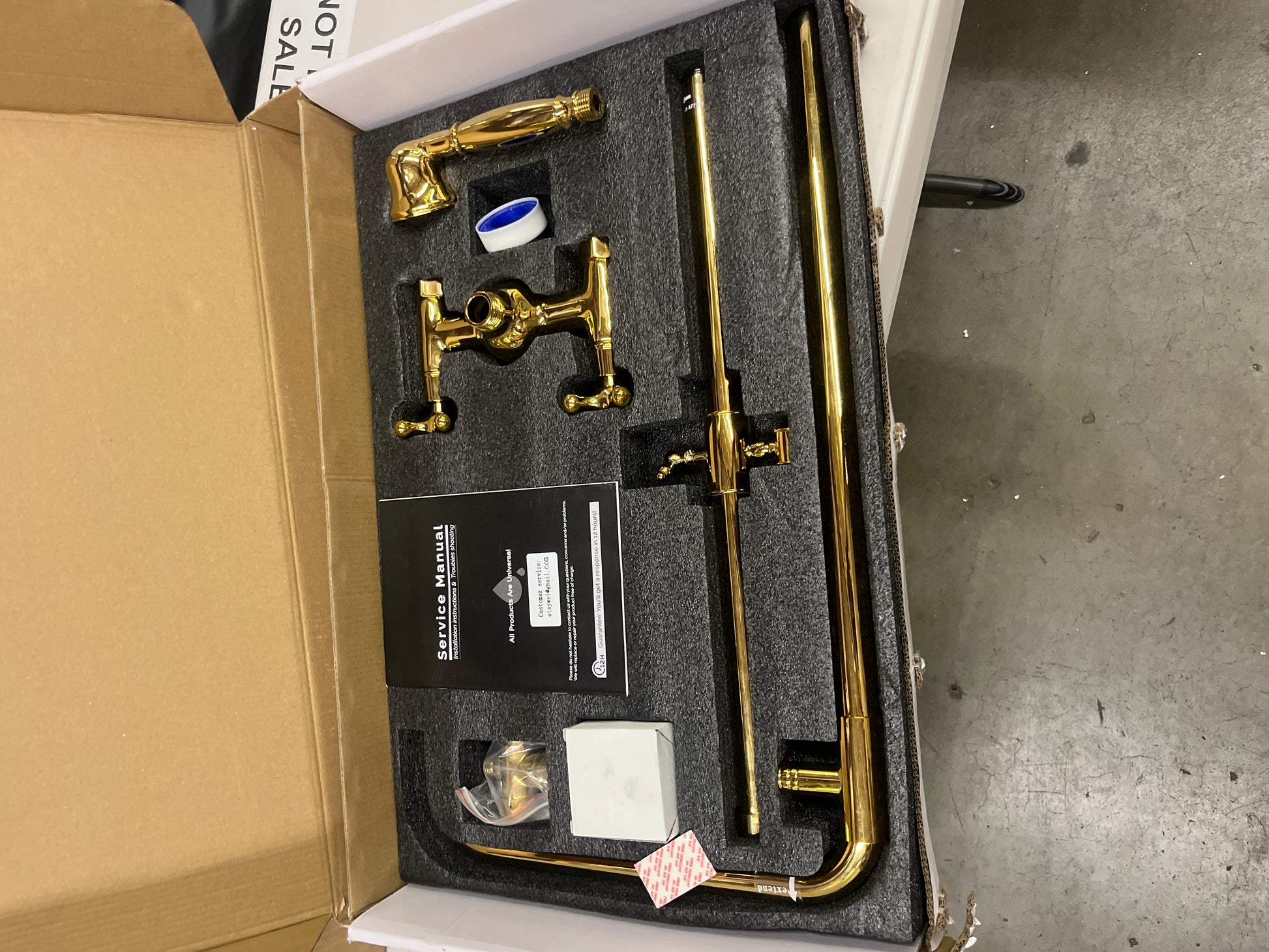 gotonovo Shower Fixture 8 Inch Rainfall Shower Head with Handheld Spray Polish Gold Dual Knobs Mixer Bathroom Shower Combo Set Wall Mount - Retail $197