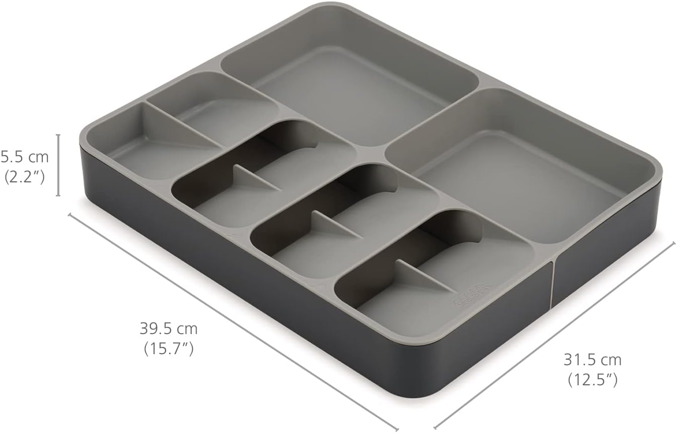 NEW - Joseph Joseph DrawerStore Kitchen Drawer Organizer Tray for Silverware Cutlery Utensils and Gadgets, Expandable, Gray - Retail $18
