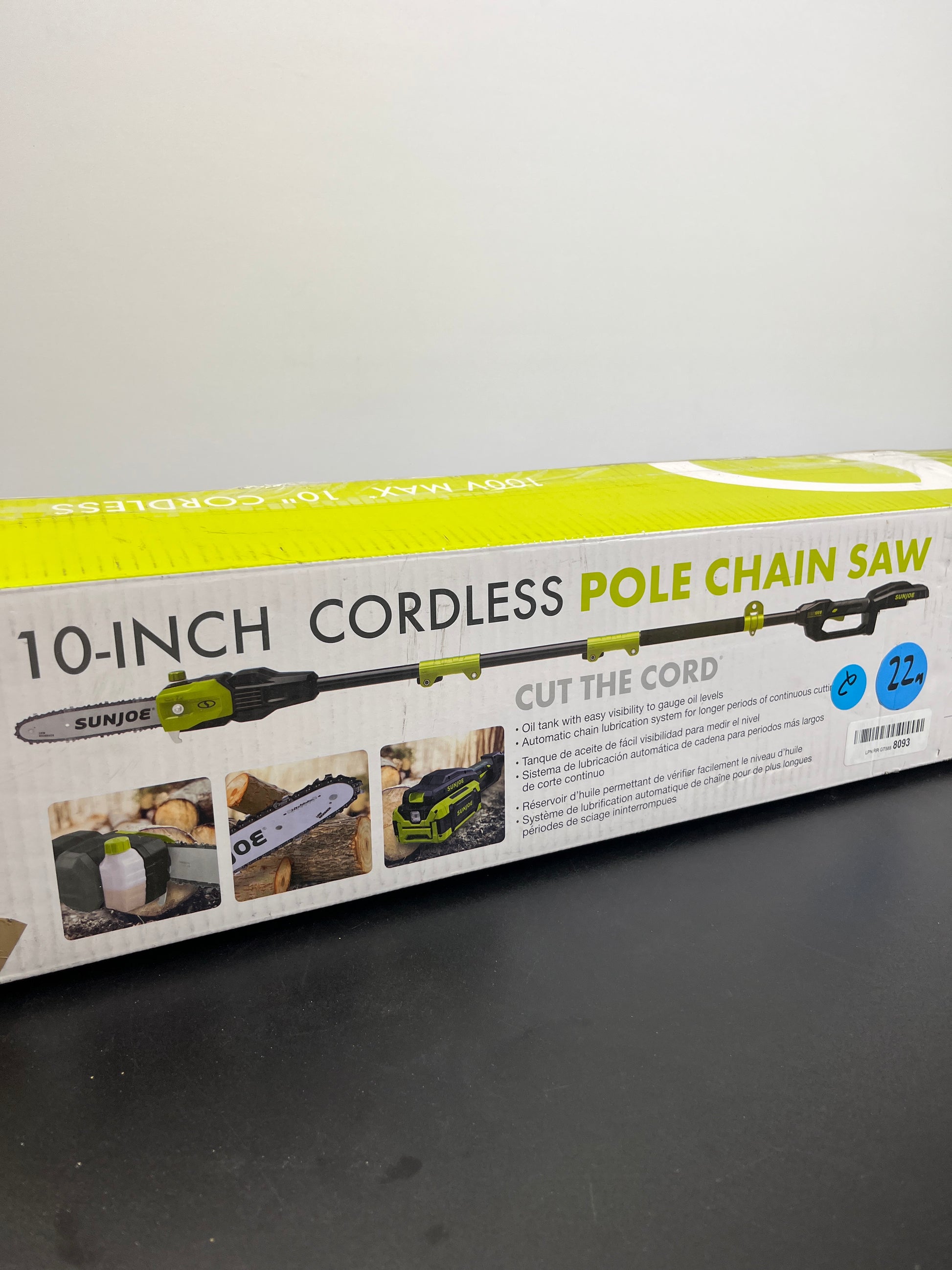 Sun Joe iON100V-10PS-CT 10-Inch 100-Volt Max Lithium-iON Cordless Telescoping Pole Chain Saw, Tool Only - Retail $144