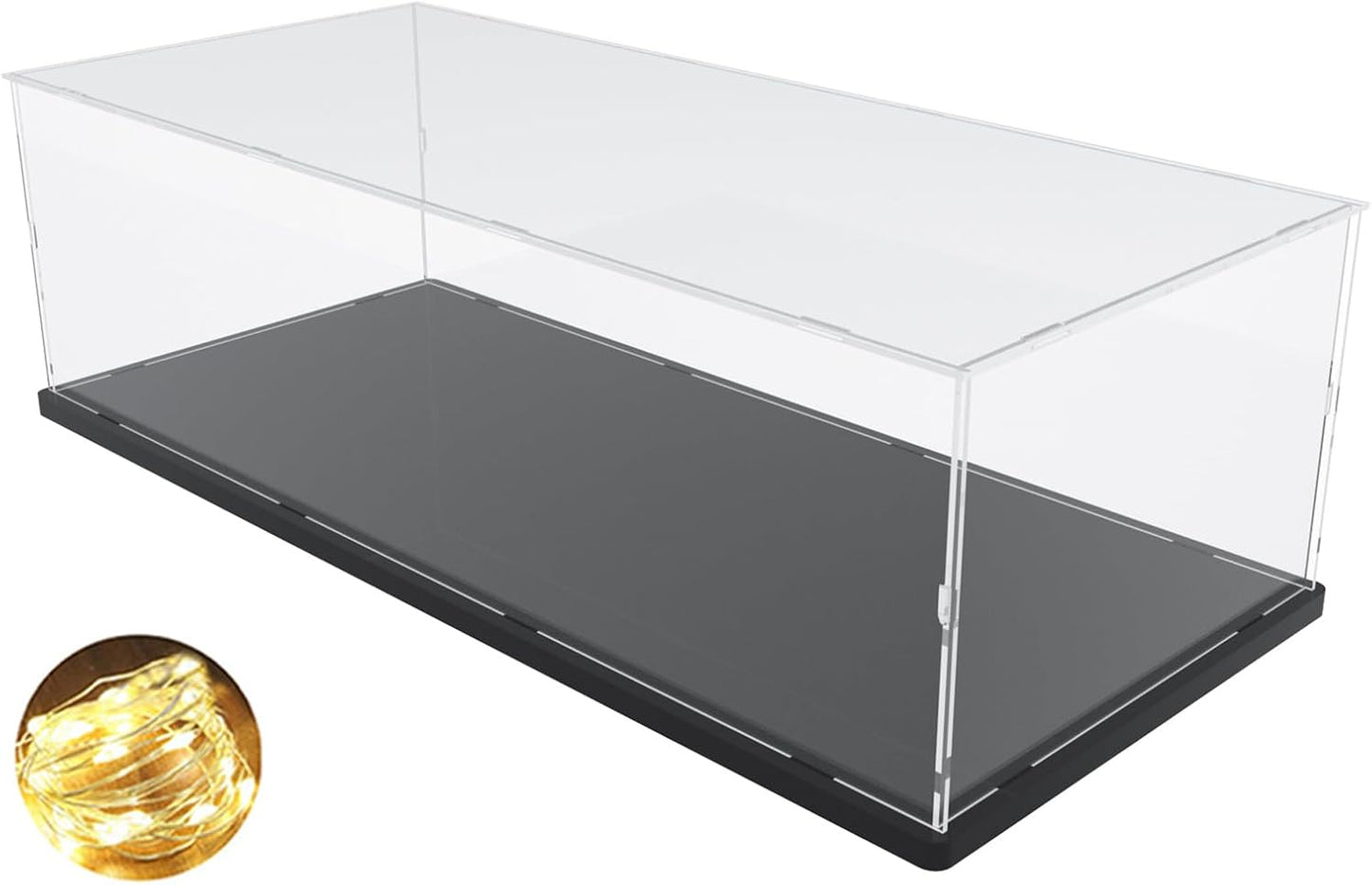 DuvinDD Acrylic Display Case for Lego Car Mercedes F1 42171, McLaren F1 42141, Clear Large Display Box 1/8 Scale Model Car Dustproof for Collectibles with Black Base(27.5x11.8x7.8 inch)