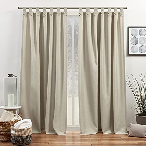 Exclusive Home Curtains Loha Tuxedo Tab Top Curtain Panel Pair, 54"x96", Natural