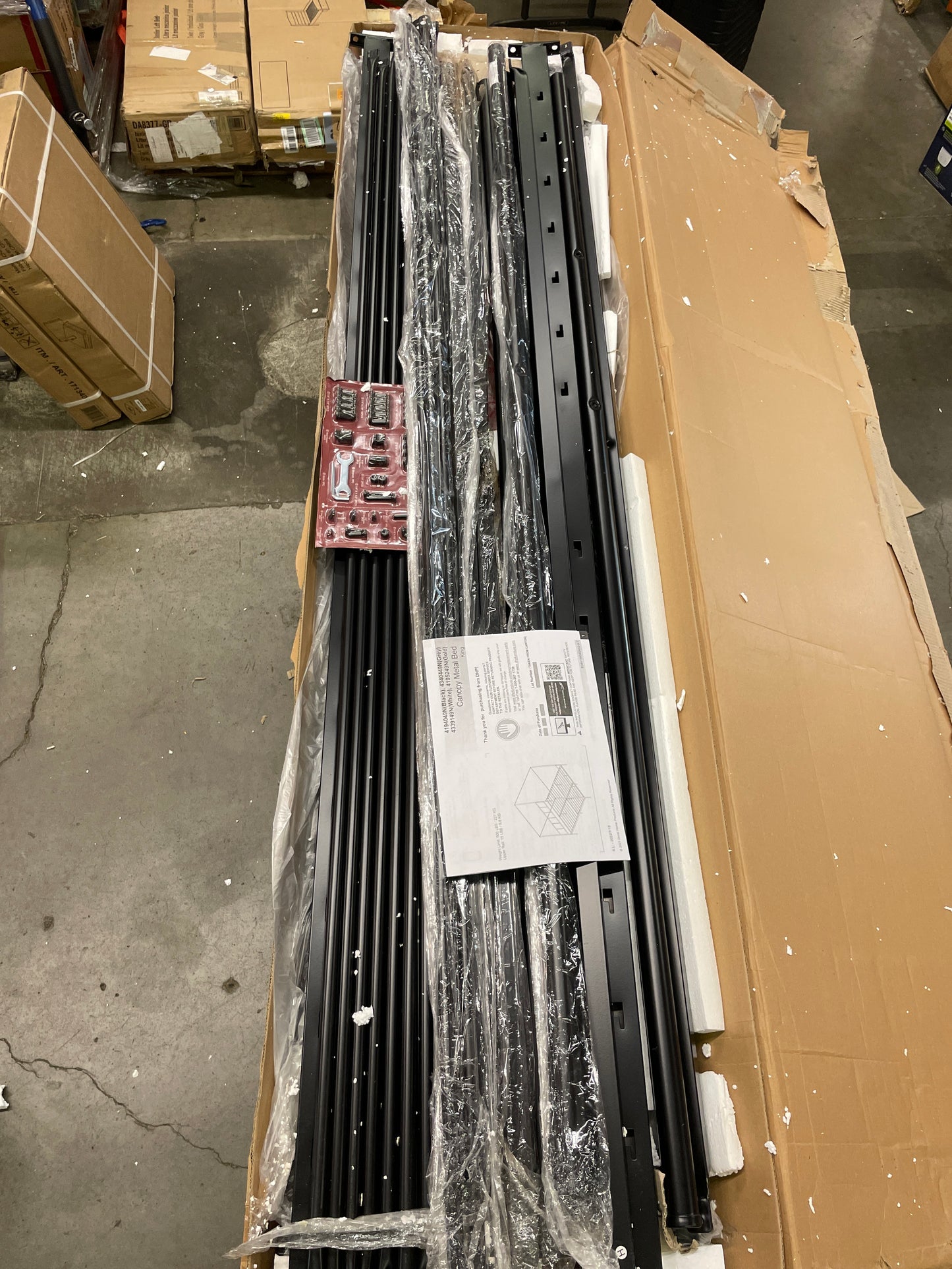 Novogratz King Marion Canopy Bed Frame, Black, King - Retail $183