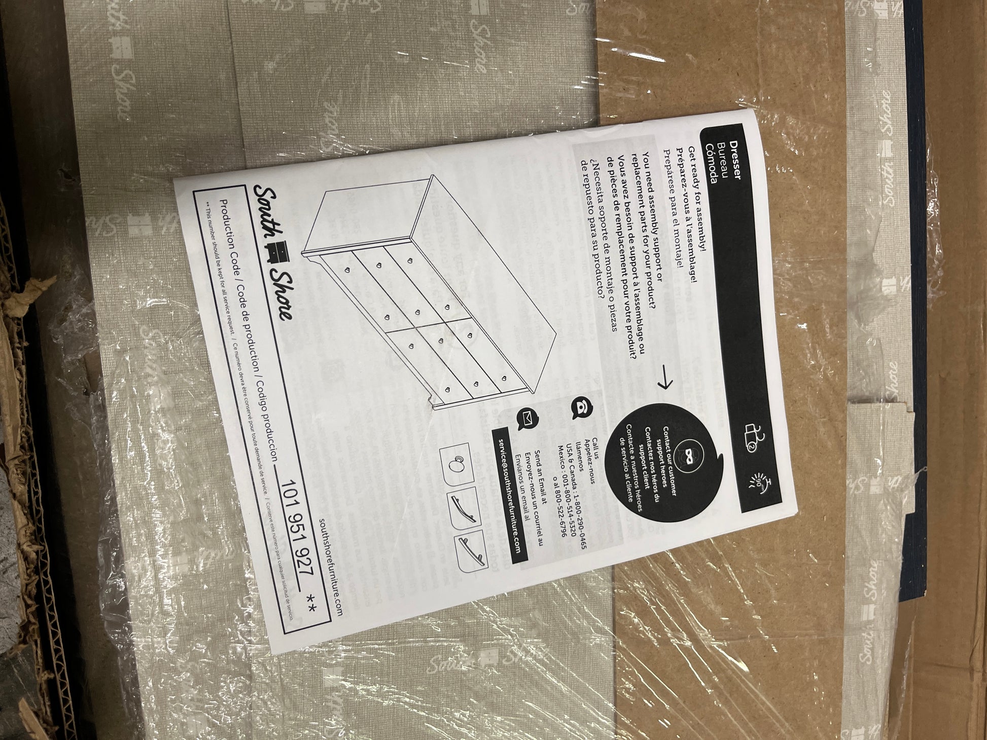 South Shore Vito Collection 6-Drawer Double Dresser, Black with Matte Nickel Handles, Pure Black - Retail $259