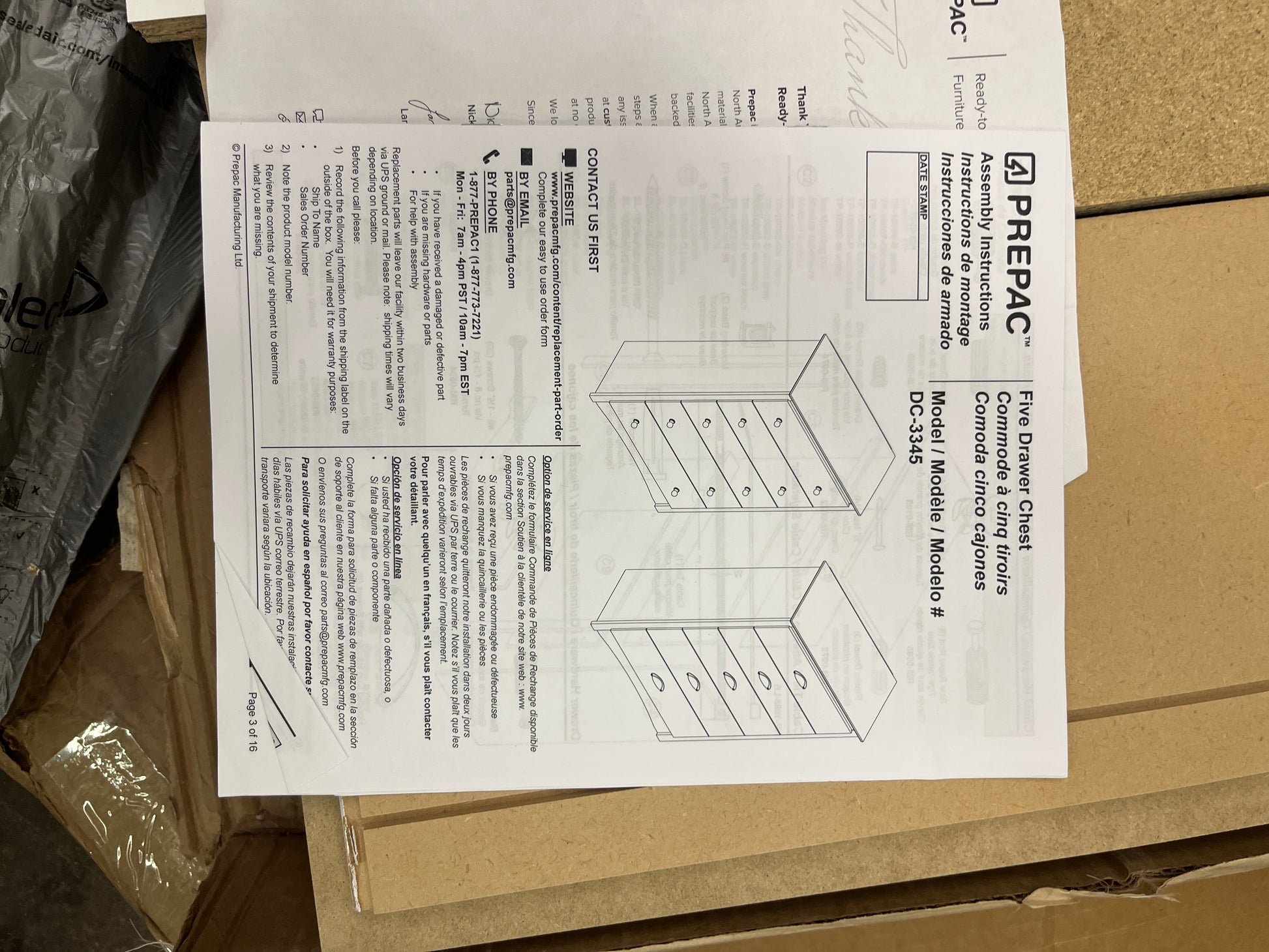 Prepac Sonoma Superior 5-Drawer Chest for Bedroom - Spacious and Stylish Chest of Drawers, Measuring 16"D x 31.5"W x 45.25"H, In White Finish - Retail $167