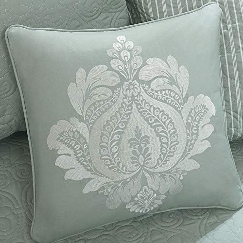 Madison Park Cotton Daybed Cover Set-Double Sided Quilting Classic Cottage Design All Season Bedding with Bedskirt, Matching Shams, Decorative Pillow, 39"x75", Quebec Seafoam 6 Piece