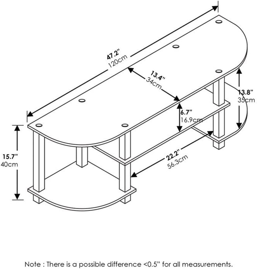NEW - Furinno Turn-S-Tube Wide TV Entertainment Center, Sonoma Oak/White, 47. 25x13. 4x15. 9 - Retail $45