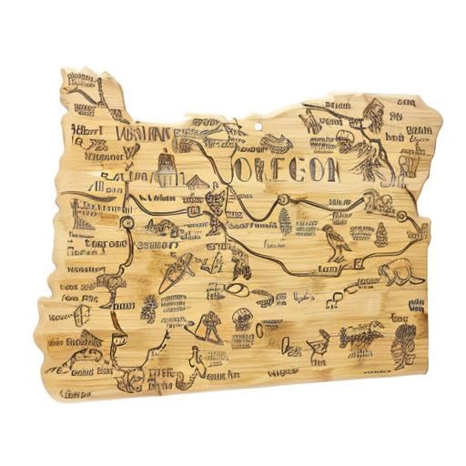 Totally Bamboo Destination Oregon State Shaped Cutting Board, Charcuterie and Cheese Serving Board – Oregon Gift for Home Décor or Everyday Kitchen Use