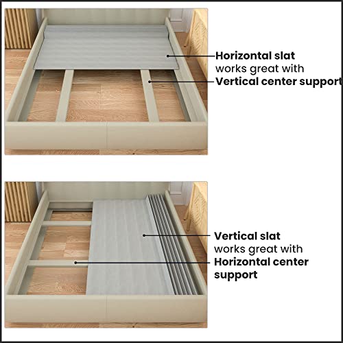 0.75-Inch Heavy Duty Vertical Wooden Bunkie Board/Bed Slats with Cover, Enhance Mattress Support, Full(53"), Grey