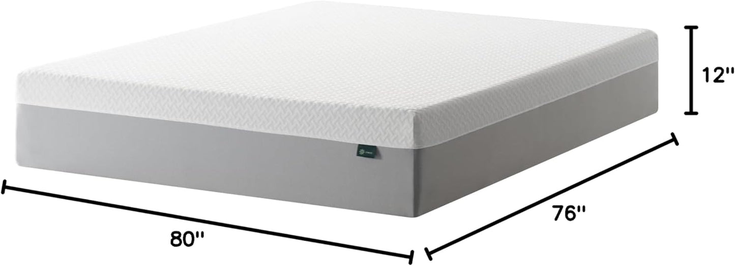 ZINUS 12 Inch KING Green Tea Essential Memory Foam Mattress [New Version], King, Fiberglass Free, Medium Feel, Breathable Airflow Memory Foam, Certified Safe Foams & Fabric, Mattress in A Box