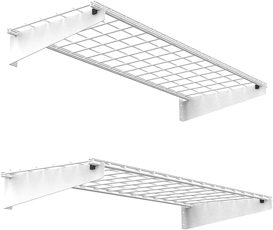 NEW - Wallmaster 2-Pack 15x45 Heavy Duty Garage Wall Shelving 45-inch-by-15-inch Wall Mount Garage Storage Rack Floating Shelves Max Load 400lb White - Retail $90