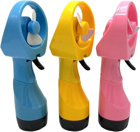 YELLOW - ABS Battery Powered Handheld Water Misting Fan Manual Spray Fans for Beach Travel Outdoors, Yellow