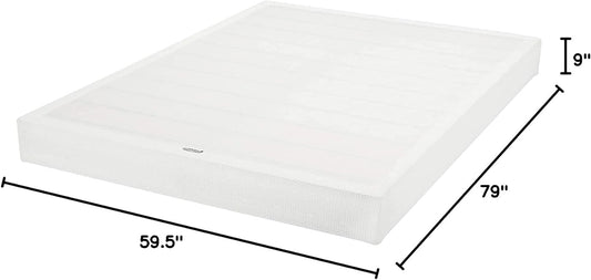 NEW - Amazon Basics Smart Box Spring Bed Base, 9 Inch Mattress Foundation, Tool-Free Easy Assembly, Queen, White - Retail $139