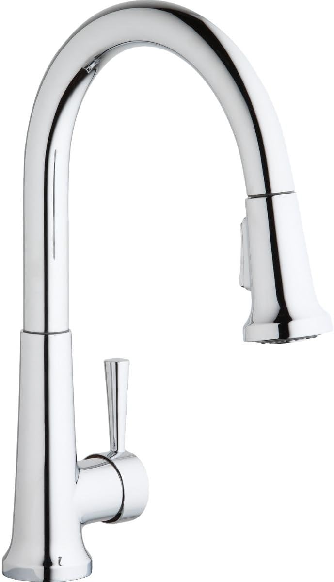 NEW - Elkay Everyday LK6000CR Single Hole Deck Mount Kitchen Faucet with Pull-down Spray and Forward Only Lever Handle, Chrome - Retail $181
