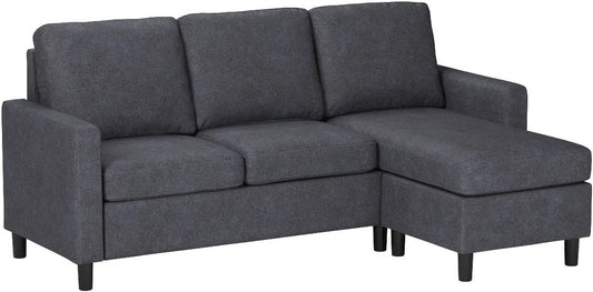 NEW - Shintenchi 79 Inch Convertible Sectional Sofa Couch, Modern Linen Fabric L-Shaped , 3-Seat Sofa Sectional with Reversible Chaise for Living Room, Apartment and Small Space (Dark Grey) - Retail $259