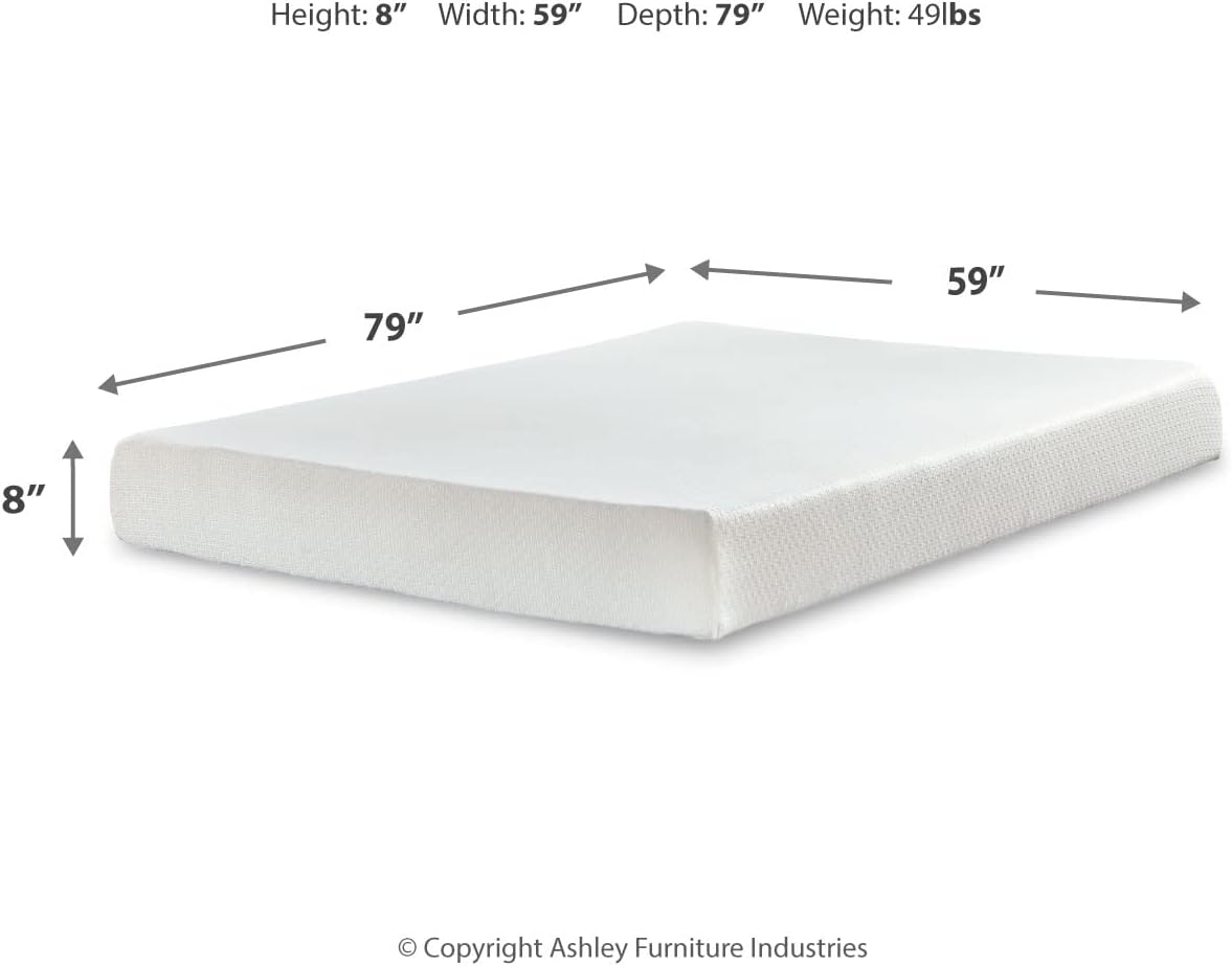 NEW - Signature Design by Ashley Queen Size Chime 8 Inch Medium Firm Gel Memory Foam Mattress with Green Tea & Charcoal Extract - Retail $259