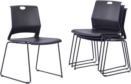 NEW - Sidanli Stacking Chairs (Set of 4) Stackable Waiting Room Chairs Conference Room Chairs-Black  - Retail $299