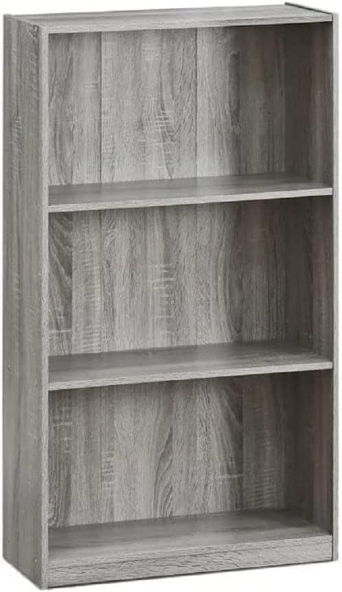 NEW - Furinno Basic 3-Tier Bookcase Storage Shelves, French Oak Grey - Retail $39