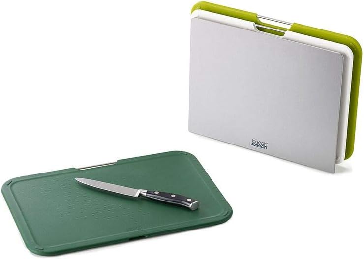 Joseph Joseph Plastic Cutting Board Set with Storage Stand 3 Different Sized Boards - Retail $49