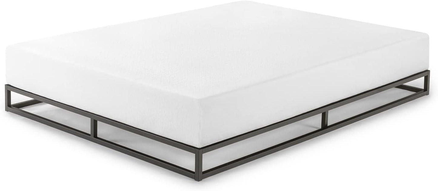 NEW - Mellow Modernista Low Profile TWIN 6 Inch Metal Platform Bed Frame with Classic Wooden Slat Support Mattress Foundation (No Box Spring Needed), Black - Retail $94