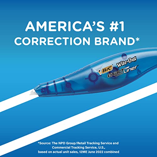 BIC Wite-Out Brand Exact Liner Correction Tape, 19.6 Feet, 4-Count