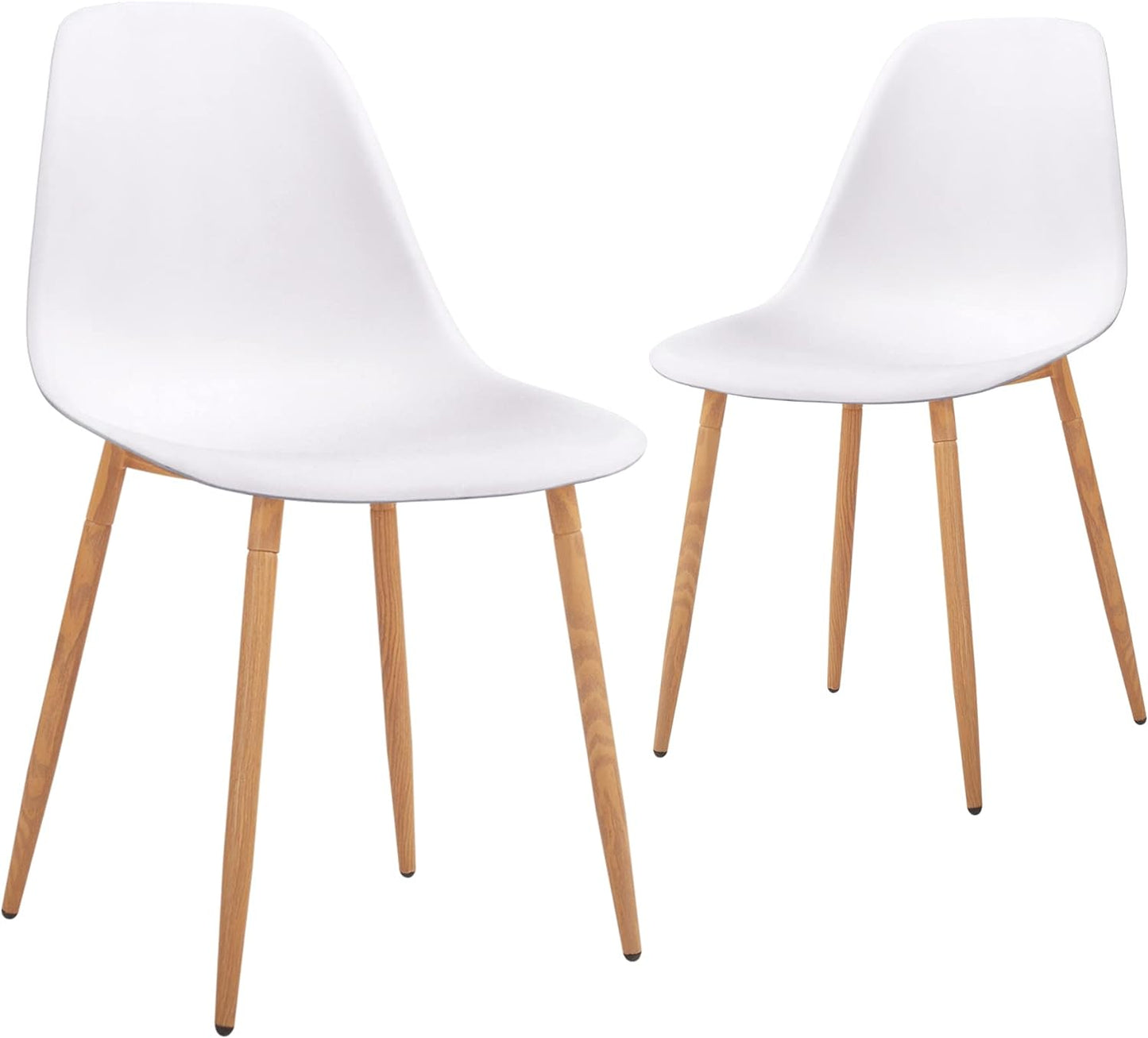 NEW - CangLong Modern Stylish Plastic Cushion Metal Legs for Kitchen, Dining, Bedroom, Living Room, Side Chair, Set of 2, White - Retail $91