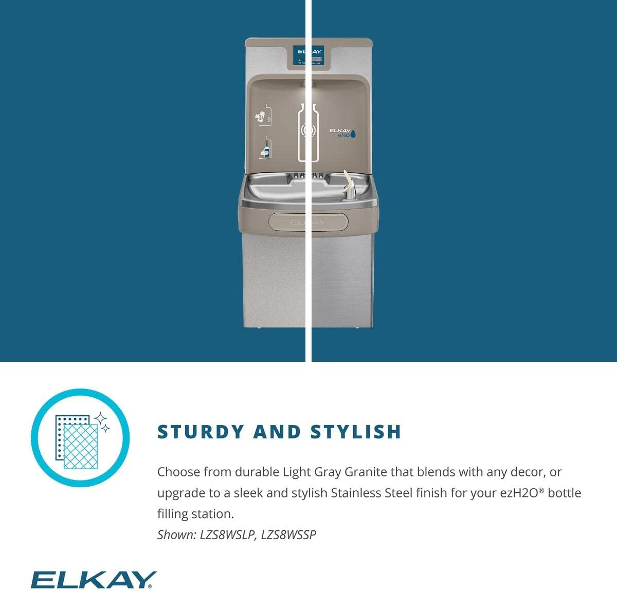 NEW - Elkay LZS8WSSP Enhanced Bottle Filler & Single ADA Cooler Refrigerated Stainless High Capacity Lead Drop Down Wrapper