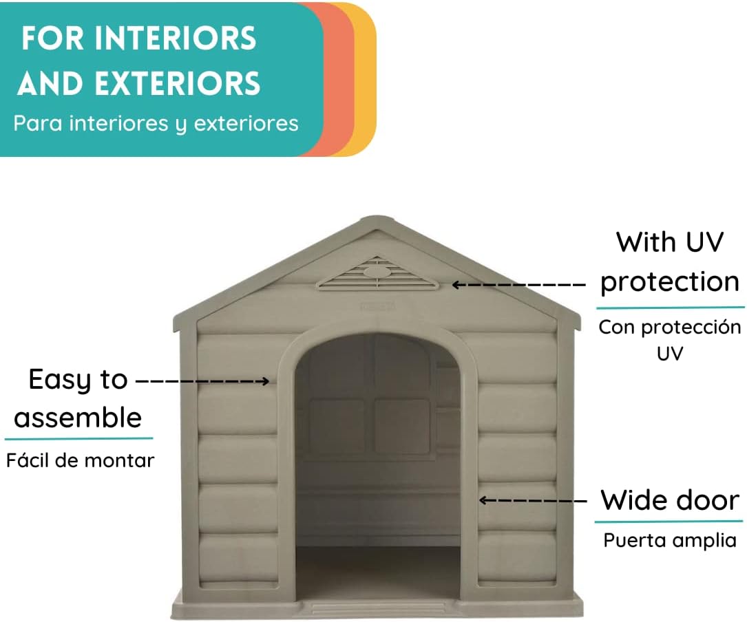 NEW w/ dmg: YO PIDO Dog Houses Made with Plastic UBQ, 35 x 35 x 36.2 in, for Medium and Small Pets, Made for Outdoors with UV Protection and Water Resistant, Moisture Resistant, Easy to Assemble, RED - Retail $145