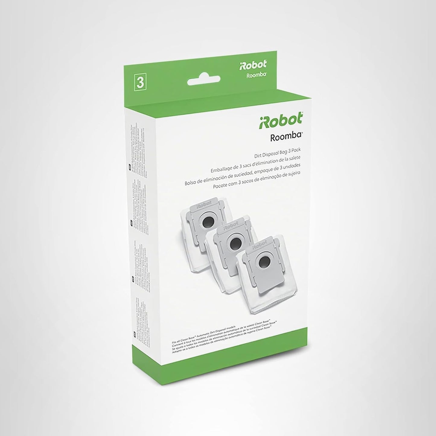 iRobot Authentic Replacement Parts - 3 Count (Pack of 1) Dirt Disposal Bags Compatible with Roomba Clean Base Models i1+, i3+, i4+, i5+, i7+, i8+, Combo j8+, j9+