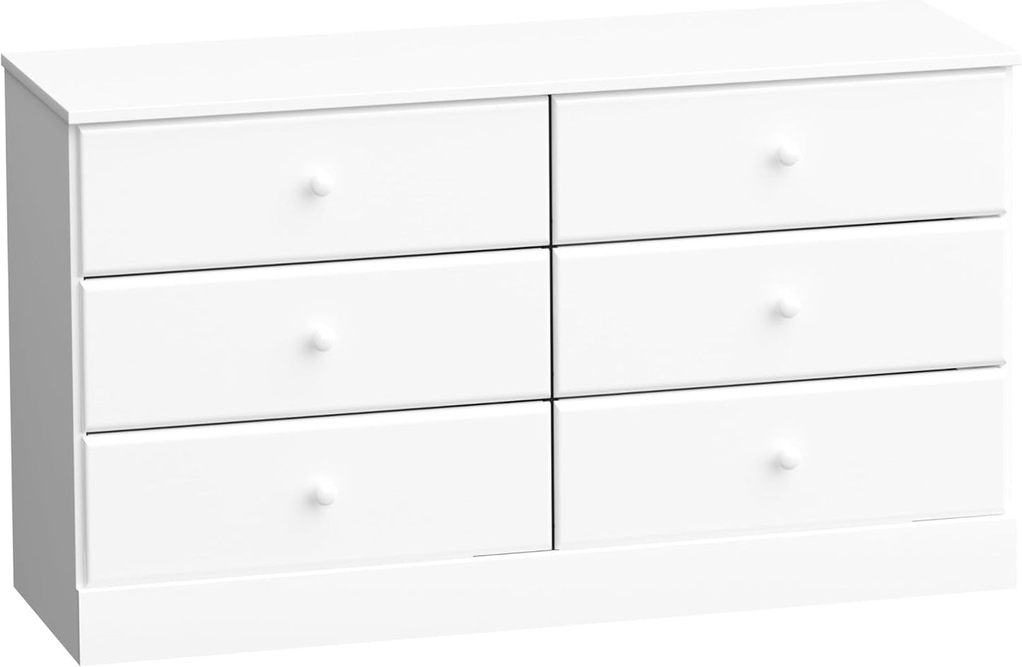 NEW - Prepac Astrid 6 Drawer Double Dresser for Bedroom, Wide Chest of Drawers, Bedroom Furniture, Clothes Storage and Organizer, 15.5" D x 47.5" W x 26.85" H, White - Retail $170