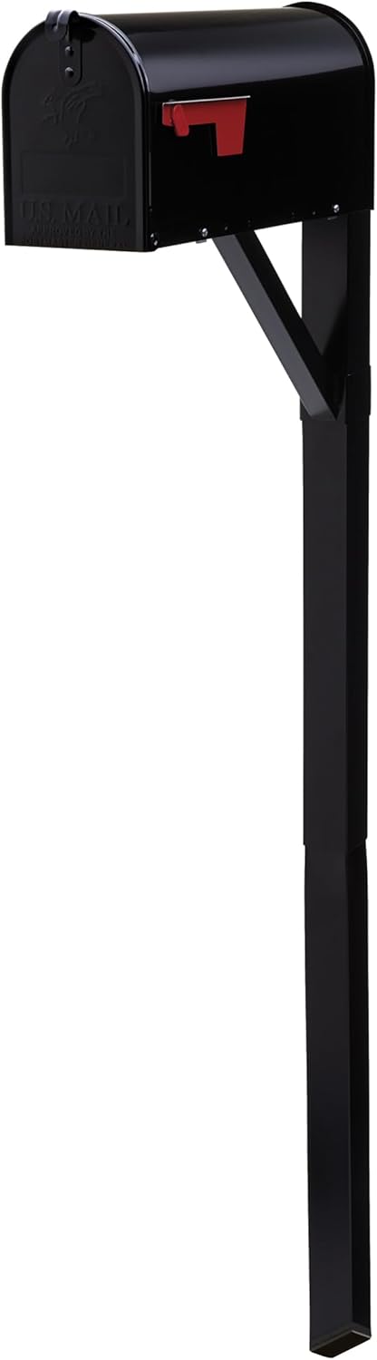 Architectural Mailboxes Drive-in Post Kit Galvanized Steel Mailbox Post, Compatibility Code A, B, SDPK00AM, Black