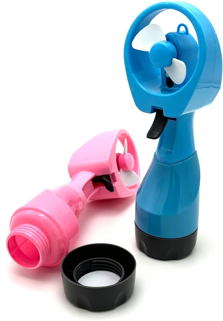 YELLOW - ABS Battery Powered Handheld Water Misting Fan Manual Spray Fans for Beach Travel Outdoors, Yellow