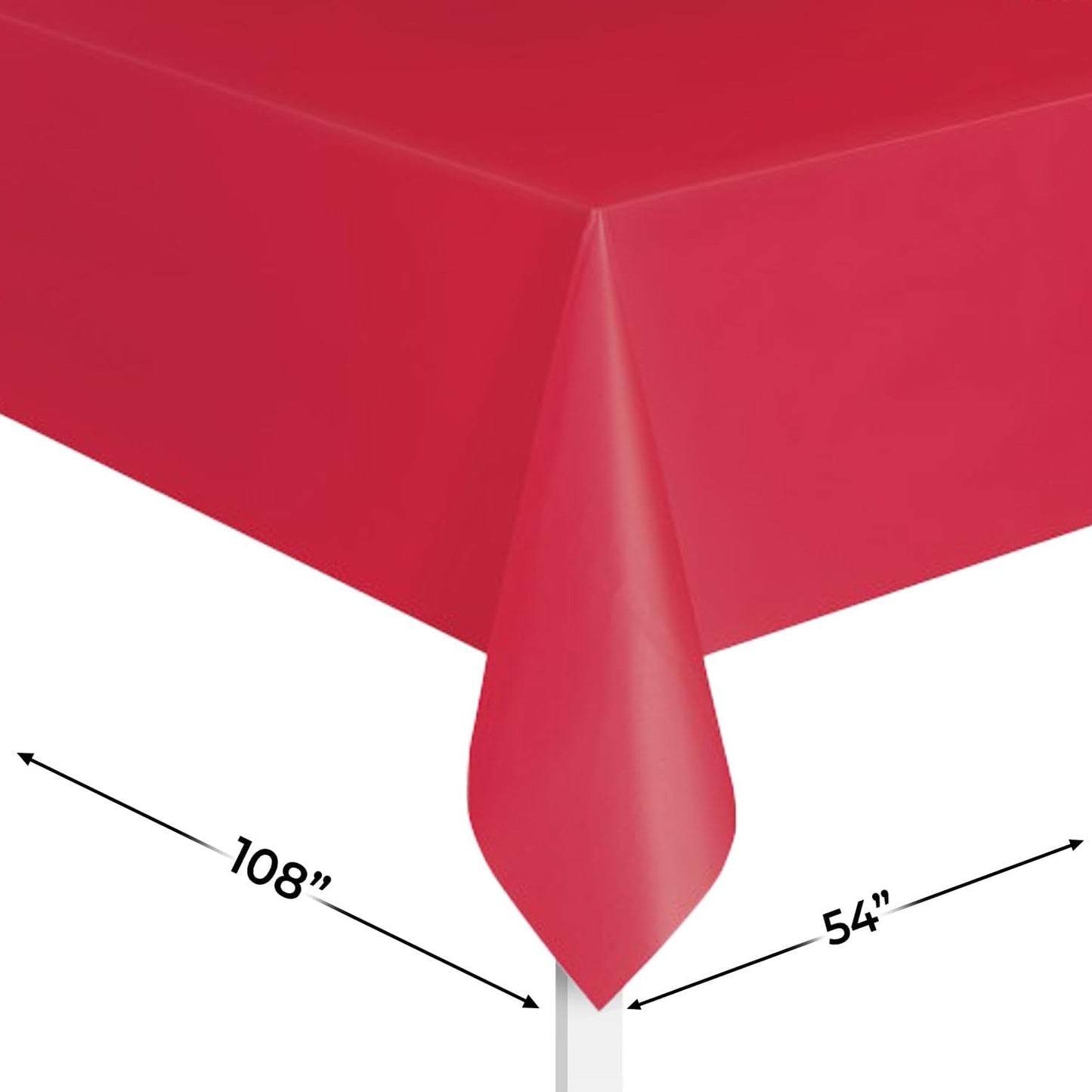 Red Solid Rectangular Plastic Table Cover (54" x 108") 1 Count - Elegant Design & Premium Quality, Ideal For Parties, Events & Everyday Use