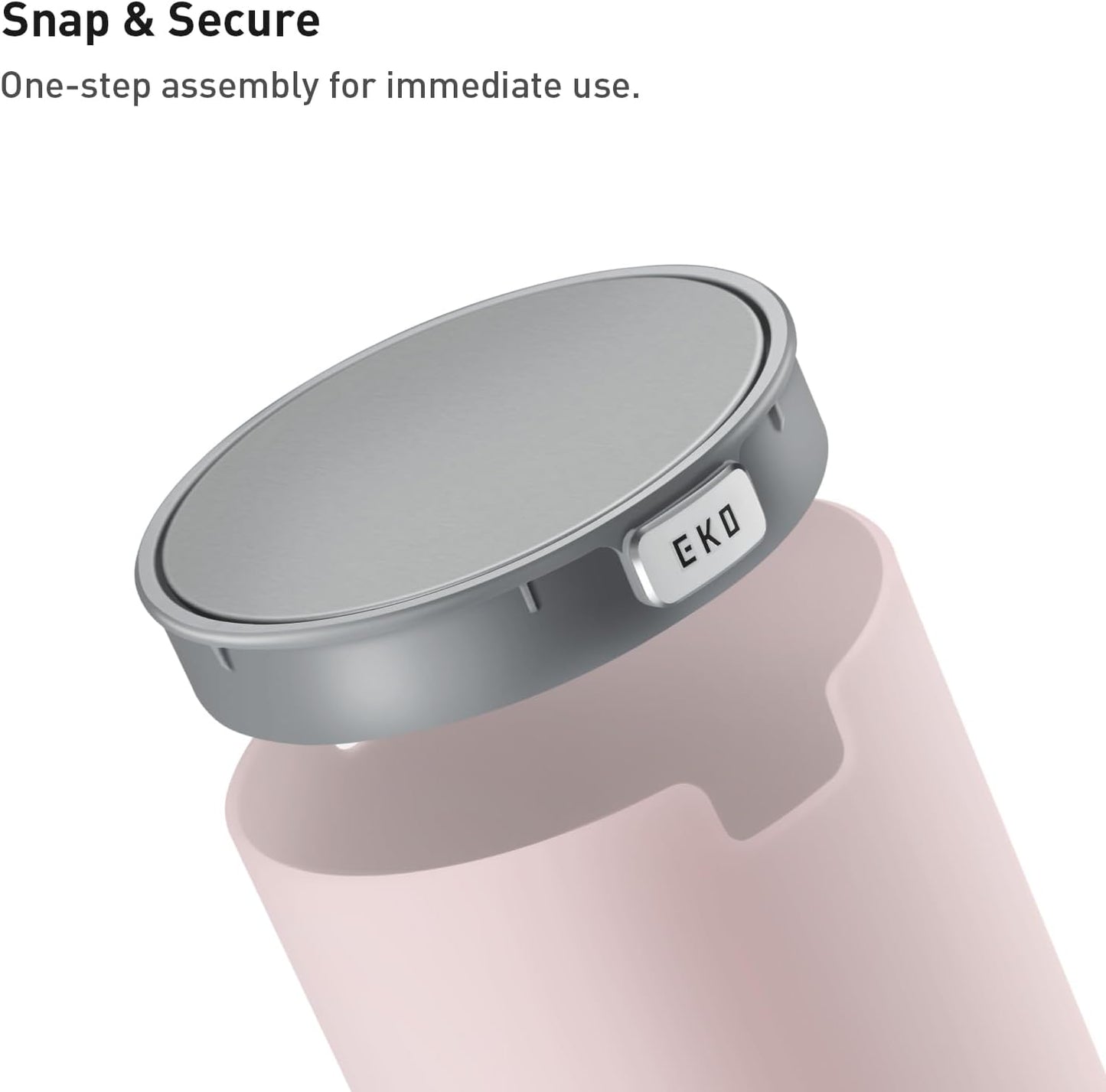 EKO Mini Desk Trash Can with Swing-Top Lid 0.4 Gallon Small Table Round Wastebasket for Office, Home, Car (Pink)