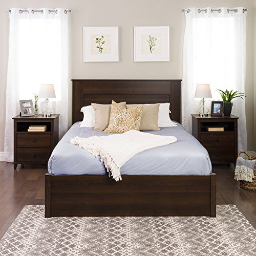 Prepac Stylish Flat Wood Panel Headboard for Queen Size Beds, Simplistic Wooden Queen Headboard 2.25" D x 64.5" W x 48" H, Espresso, EHFQ-1301-1