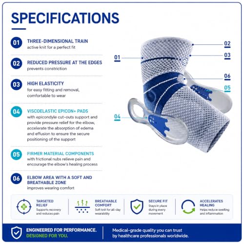 Bauerfeind - EpiTrain - Elbow Support - Breathable Knit Elbow Brace Targeted Compression for Chronic Elbow Pain, Supports Forearm Tendons & Muscles, Golfer's or Tennis Elbow Relief
