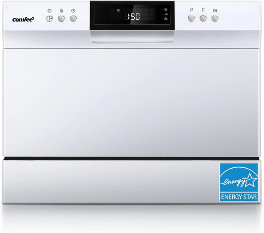 COMFEE Portable Mini Dishwasher, Energy Star, Countertop, 6 Place Settings, with 8 Washing Programs, Speed, Baby-Care, ECO& Glass, Dish Washer for Dorm, RV & Apartment,