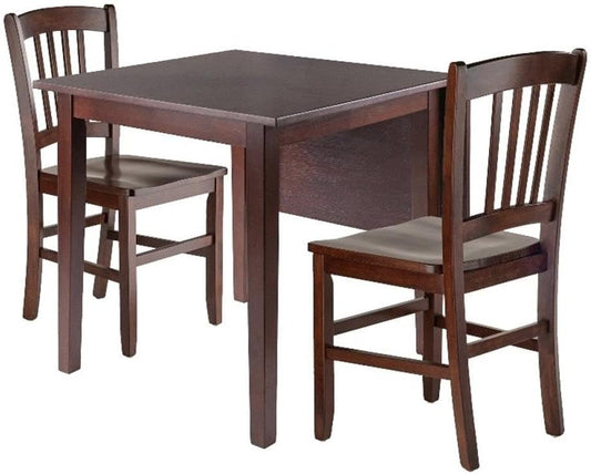NEW - Winsome Wood Perrone 3-Pc Dining Set, Drop Leaf Table & 2 Slat Back Chairs - Retail $248