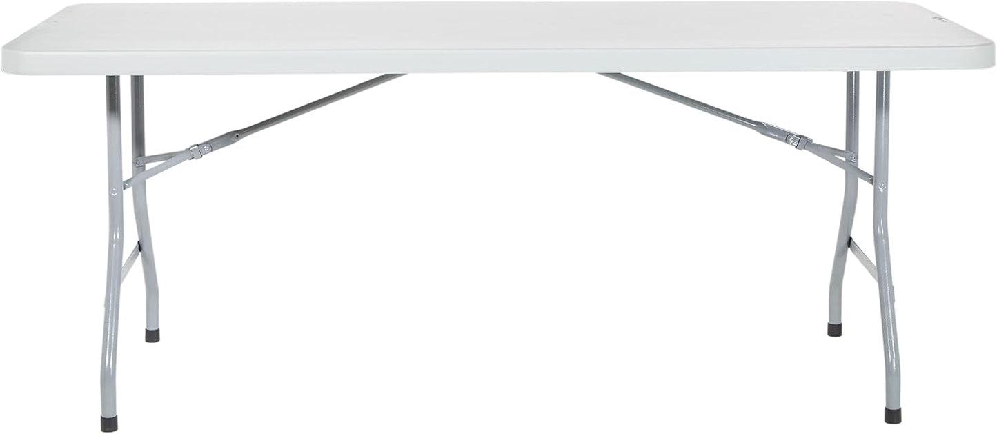 Office Star Resin Multipurpose Rectangle Folding Table for Indoor or Outdoor Use, 6 Feet Light Gray - Retail $181
