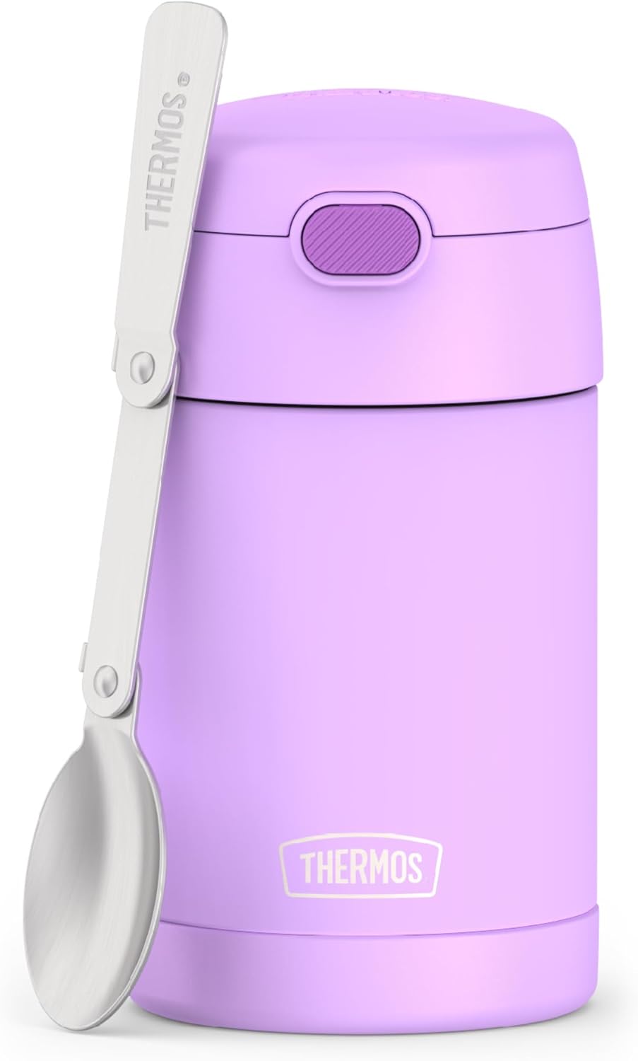 THERMOS FUNTAINER 16 Ounce Stainless Steel Vacuum Insulated Food Jar with Folding Spoon, Neon Purple - Retail $23