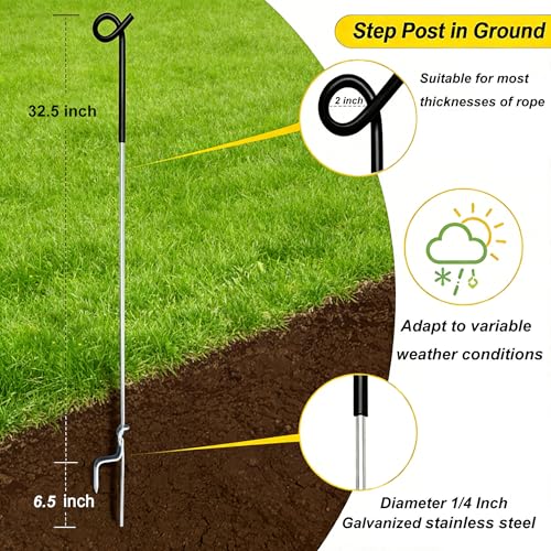10 Pack 39 Inches Black Heavy Duty Step in Fence Post Pig Tail Electric Fencing Post Temporary Metal Fence Stakes for Garden Electric Fencing and Yard Protection