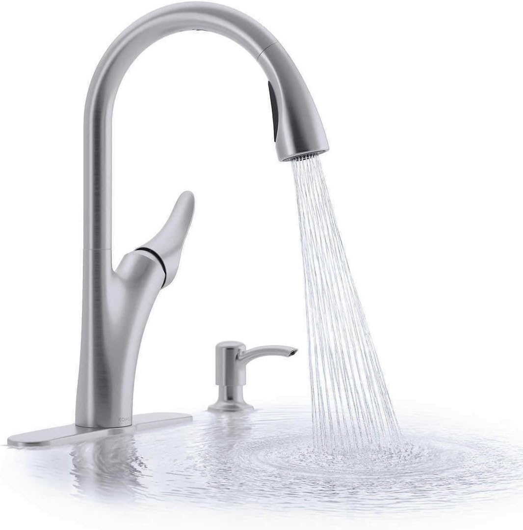 NEW - Kohler touchless pull-down kitchen faucet with soap/lotion dispenser - Retail $249