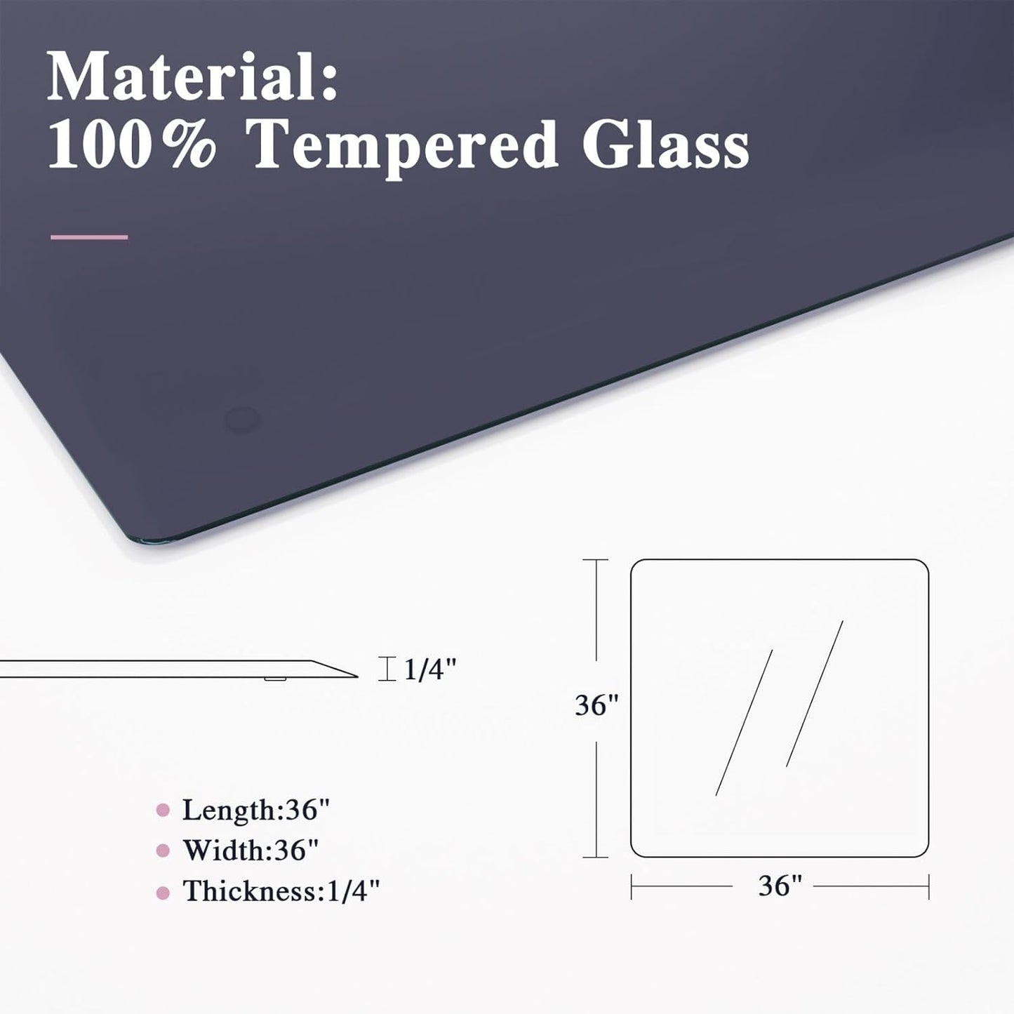 NEW - GlasFlength Office Chair Mat for Carpet Tempered Glass Chair Mat for Carpet Desk Chair Mat Floor Mat for Office Chair On Carpet Mat for Office Chair On Carpet (36" x 36" x 1/4", Grey) - Retail $38