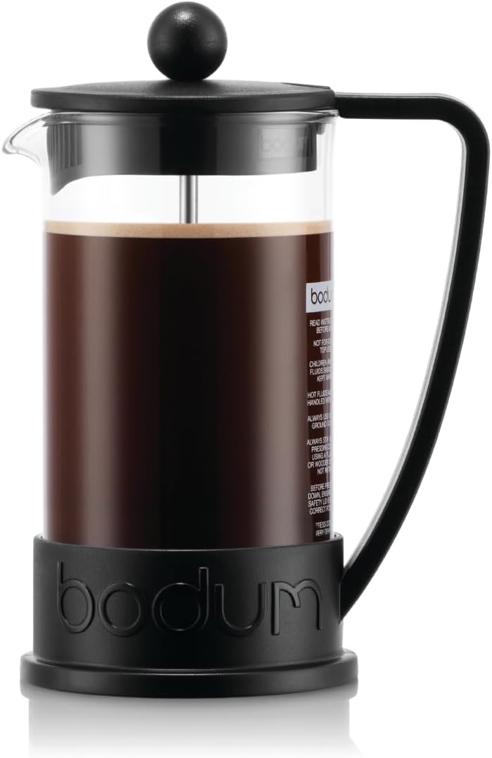 Bodum 12oz Brazil French Press Coffee Maker, High-Heat Borosilicate Glass, Black - Made in Portugal