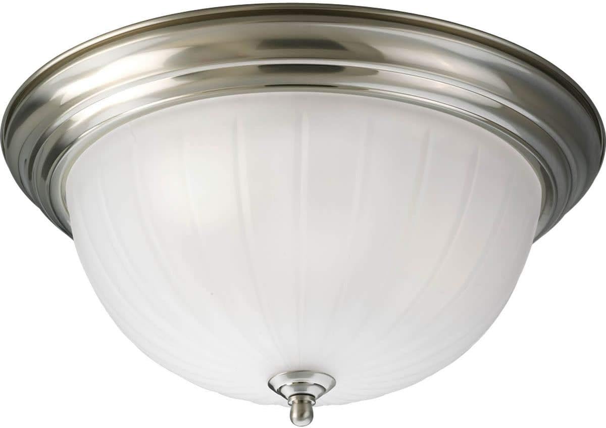 NEW - Progress Lighting P3818-09 3-Light Close-To-Ceiling with Etched Ribbed Glass, Brushed Nickel - Retail $39