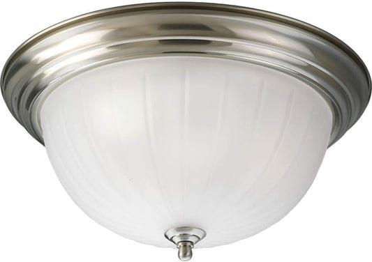 NEW - Progress Lighting P3818-09 3-Light Close-To-Ceiling with Etched Ribbed Glass, Brushed Nickel - Retail $39
