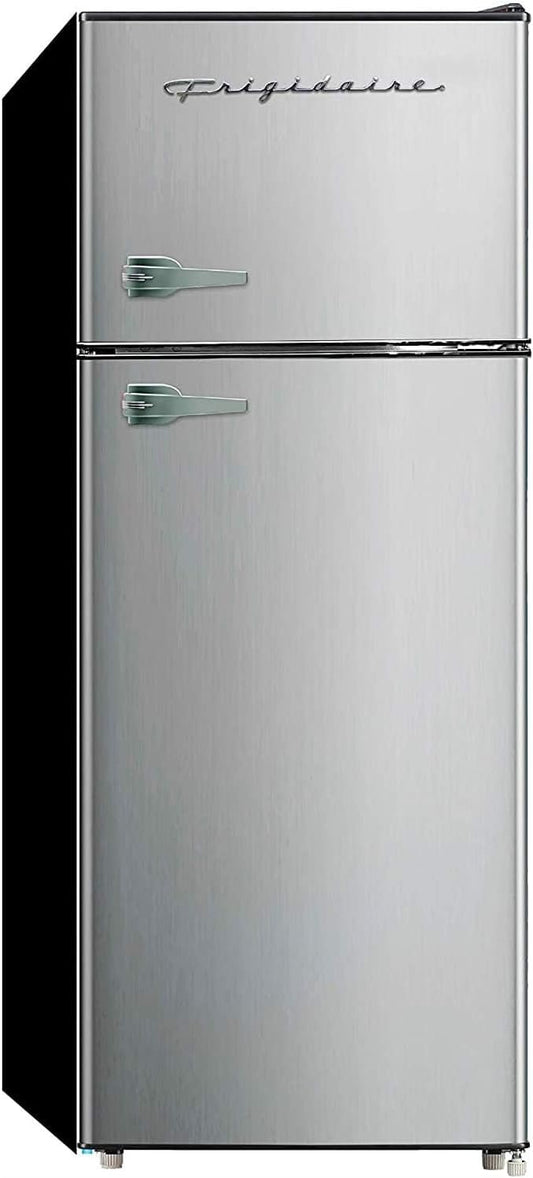 NEW - Frigidaire EFR751, 2 Door Apartment Size Refrigerator with Freezer, 7.5 cu ft, Platinum Series, Stainless Steel - Retail $350