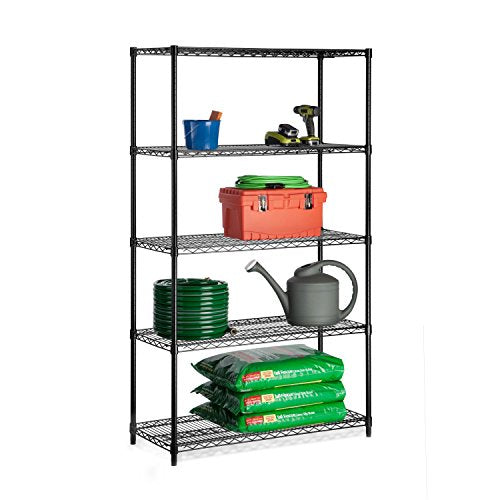 Honey-Can-Do 5-Tier Steel Shelving Unit, 800 lb/Shelf, Black, 42x18x72 in